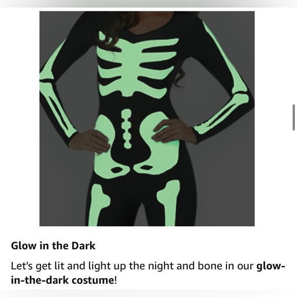 Leg Avenue Women's Glow in The Dark Skeleton Bodysuit Sexy Halloween Costume NEW - Picture 5 of 14